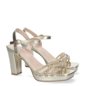 zapatos sandalia gala con tiras strass de tacón alto y ancho