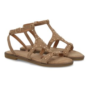 Sandalia plana elegante mujer tachuelas