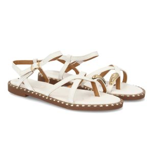 Sandalia plana mujer elegante verano con tachuelas