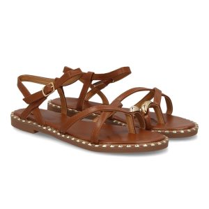 Sandalia plana mujer elegante verano con tachuelas